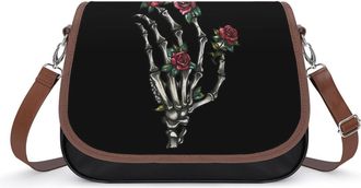 Generic Skeleton Hand Red Rose Crossbody Bags for Women Shoulder Messenger Bag Purse Handbags