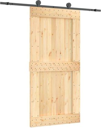 vidaXL Vidaxl - Puerta Corredera Con Herrajes Madera Maciza De Pino 100x210 Cm