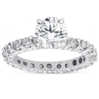 Pompeii3 2ct Diamond Eternity Engagement Ring 14K White Gold Size Selectable