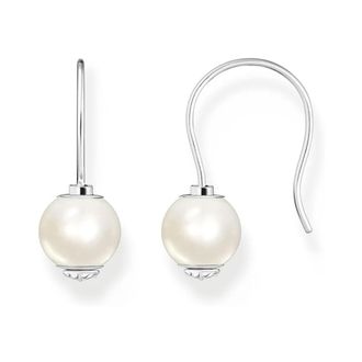 Thomas Sabo Oorbellen Paar Oorhangers met Zoetwater Cultuurparel - Dames - Oorbellen - Grijs - ONE Size - Accessoires