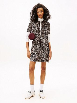 Tommy Hilfiger Leopard Print Tie Front Mini Dress