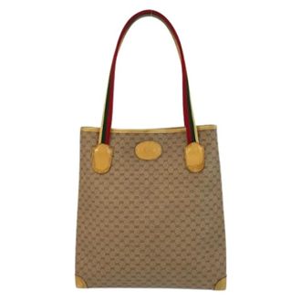 Gucci Pre-owned Tote Bags, male, Beige, Size: ONE SIZE Pre-owned Micro GG PVC 2way tote bag