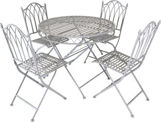 Charles Bentley Rustic 5 Piece Wrought Iron Outdoor Bistro Set - Grey