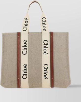 Chlo&eacute; woody large linen tote bag