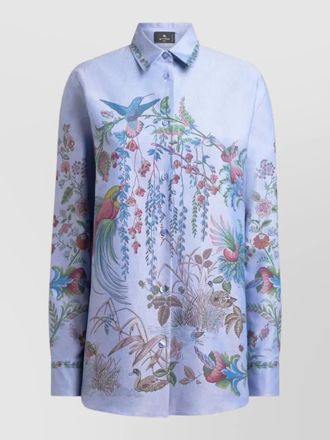 Etro long sleeve collared floral print shirt
