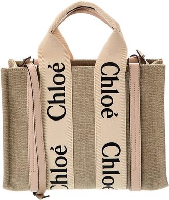 Chlo&eacute; Woody Small Canvas & Leather Tote
