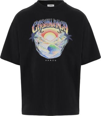 Casablanca Black Sunset Graphic Cotton T-Shirt