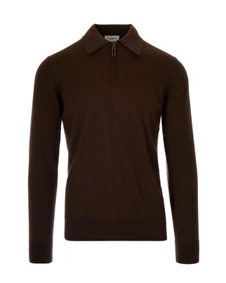 Paolo Pecora Long-Sleeve Virgin Wool Polo With Ribbed Details