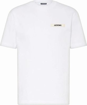 Jacquemus Mens Jacquemus The Gros Grain Logo T Shirt White - Size: 36