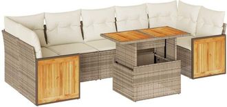 vidaXL Set Sof&aacute;s Jard&iacute;n Y Cojines 8 Pzas Rat&aacute;n Sint&eacute;tico Acacia Beige Vidaxl