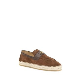 Valentino Garavani Mens Brown Calf Leather Bos Taurus Espadrilles Shoe
