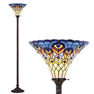 Jonathan Y Designs Peacock Tiffany-Style 70 Torchiere LED Floor Lamp, Bronze at Nordstrom