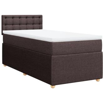 vidaXL Cama Box Spring Con Colch&oacute;n Tela Marr&oacute;n Oscuro 80x200 Cm Vidaxl