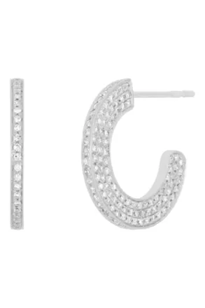 EF Collection Diamond Harper Hoop Earrings In White Gold