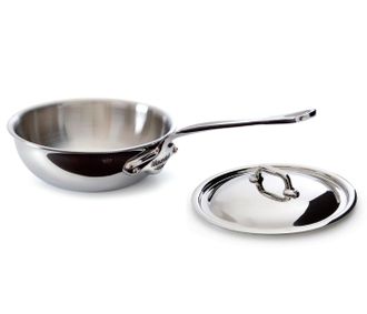 Bloomingdale's MCook 2.1 qt. Stainless Steel Curved Splayed Saute Pan with Lid