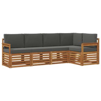 vidaXL Conjunto De Sof&aacute; Seccional Con Coj&iacute;n 5 Pcs Natural Y Antracita Vidaxl