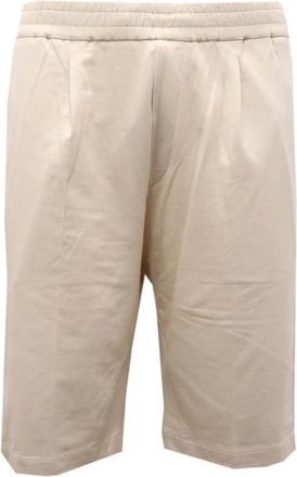 Paolo Pecora Off White Jersey Katoen Bermuda Shorts - Heren - Korte Broeken - Beige - L - Katoen - Korte Broeken