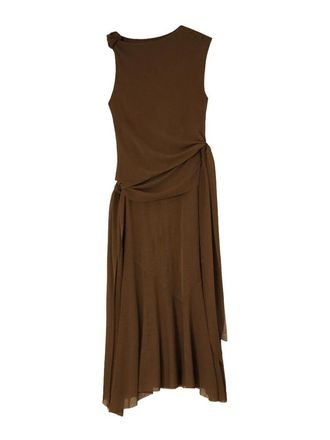 Ganni Marl Mesh Draped Knot Detailing Long Dress