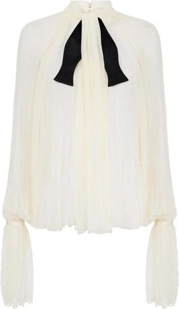 Elisabetta Franchi Overhemden, Dames, Beige, XL, Satijn, Blouse in crepon stof