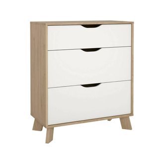 Dmora Dmora - Cajonera Deirdre, C&oacute;moda Multiusos, C&oacute;moda De Dormitorio, Gabinete Con Cajones, 79x40 H92 Cm, Roble Y Blanco