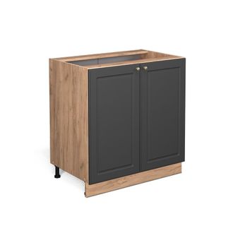 Vicco Armario Bajo Para Fregadero Fame-line, Antracita-oro, 80 Cm Con Estante, Sin Encimera, Vicco
