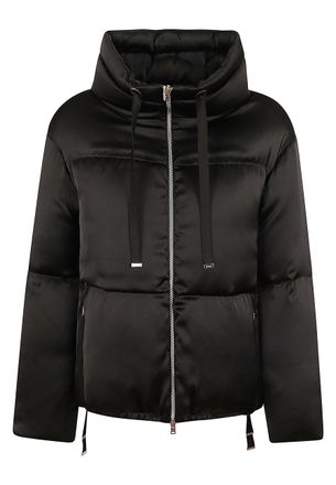 Herno Short Down Jacket With Silky Finish And Adjustable Features