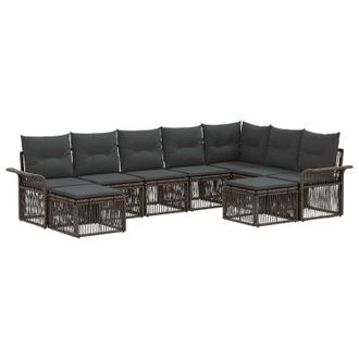 vidaXL Conjunto De Sof&aacute;s De Jard&iacute;n 9 Pcs Gris Y Gris Oscuro Vidaxl