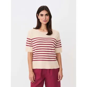 Masai Maflorayne Striped Shot Sleeve Knit Top in Beet Red at Nordstrom, Size Xx-Large