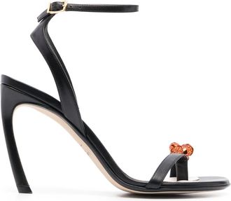 Lanvin crystal-embellished 105mm sandals - women - Goat Skin/Bos Taurus/Bos Taurus - 36 - Black