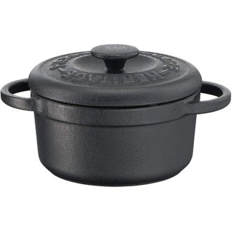 T-fal PIERRE WAGNAIRE HERITAGE - Set di 4 mini casseruole in ghisa rotonda, 10 cm / 0,3 L induzione E223S404
