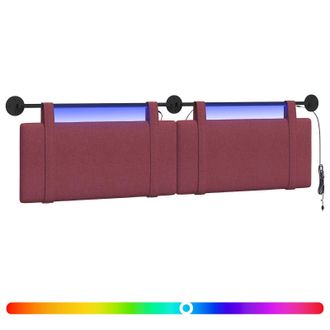 vidaXL Cabecero Colgante Con Luz Led Rojo Vino Tela Vidaxl