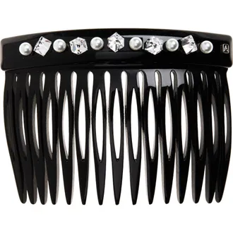 Alexandre de Paris Crystal & Faux Pearl Hair Comb in Black at Nordstrom