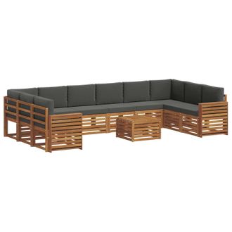 vidaXL Conjunto De Sof&aacute;s De Exterior 11 Pcs Natural Y Antracita Vidaxl