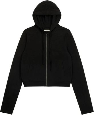 Entire studios Cropped Zip-Up Hoodie - Dames - Vesten met rits - Zwart - M - Katoen - Hoodies & sweatvesten