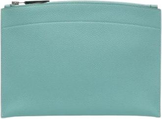 Herm&egrave;s Pre-owned The Bazar Pouch - Dames - Vintage Tassen - Blauw - ONE Size - Leer - Vintage