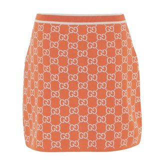 Gucci Short Skirts, female, Orange, Size: XS GG Fine Cotton Jacquard Skirt