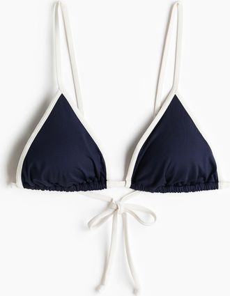 H&M Wattiertes Triangel-Bikinitop - Blue