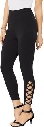 Roaman's Lattice Essential Stretch Capri Legging in Black at Nordstrom, Size 40