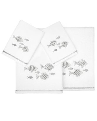 Linum Home Textiles Turkish Cotton Figi 4pc Embellished Towel Set