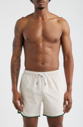 MAVRANS Golf Ball Stitch Swim Trunks in White at Nordstrom, Size Xx-Large