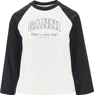 Ganni T-shirt a maniche lunghe - Bianco