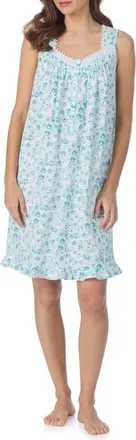 Eileen West Cotton Short Nightgown in Aqua Multi at Nordstrom, Size X-Large