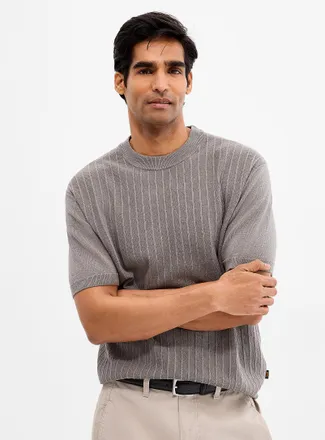 BOSS Mens Kajordino embossed stripe sweater