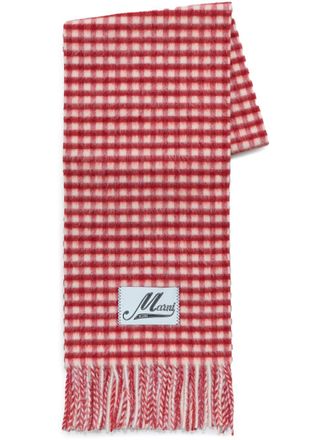 Marni gingham scarf - women - Virgin Wool/Polyamide/Fabric - One Size - Red