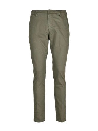 Dondup Slim Fit Olive Green Trousers with Zip Closure and Pockets