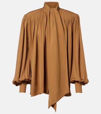 Khaite Vali pleated silk georgette blouse