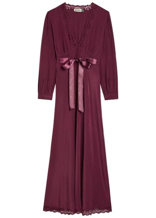 Rixo Rixo Adaline Lace-trim Silk-chiffon Midi Dress - Maroon - 16 (UK 16 / XL)