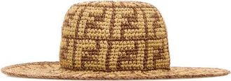 Fendi Hand-Woven Viscose And Cotton Hat With All-Over Ff Motif Accessories
