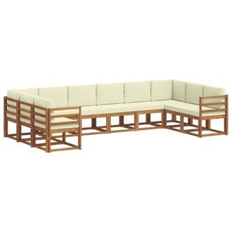 vidaXL Conjunto De Sof&aacute;s De Exterior Con Coj&iacute;n 10 Pcs Natural Y Crema Vidaxl