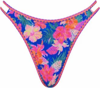 Kulani Kinis Womens Twin Strap Cheeky Bikini Bottom In Electric Palms